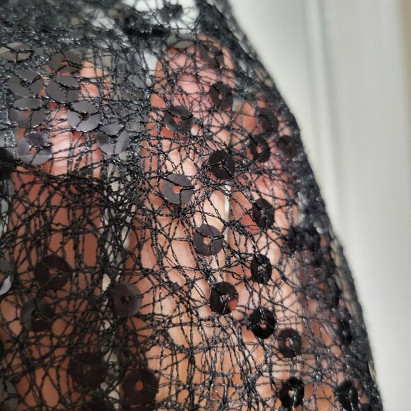 Till The End Black Sheer Sequin Embellished Short Sleeve Tie Front Bolero Shrug - Picture 12 of 12